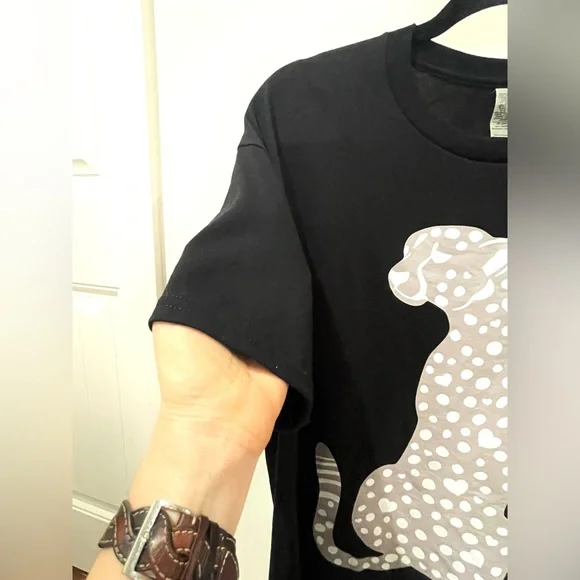 Unisex Cat T-Shirt with Gray Polka Dot Design - Picture 3 of 10